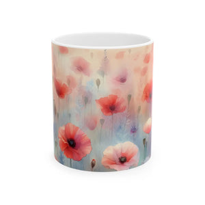Vibrant Poppy Ceramic Mug - Floral Garden Escape - Dipaliz - Mugs