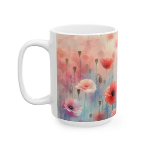 Vibrant Poppy Ceramic Mug - Floral Garden Escape - Dipaliz - Mugs
