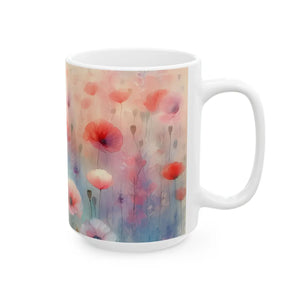 Vibrant Poppy Ceramic Mug - Floral Garden Escape - Dipaliz - Mugs