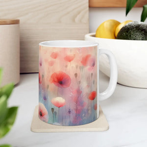 Vibrant Poppy Ceramic Mug - Floral Garden Escape - Dipaliz - Mugs