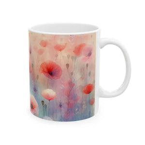Vibrant Poppy Ceramic Mug - Floral Garden Escape - Dipaliz - Mugs