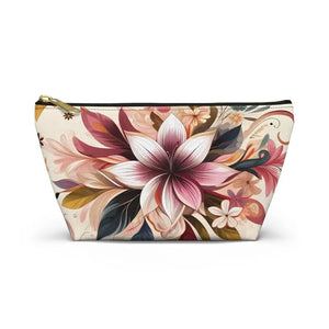 Spun Polyester Accessory Pouch - Bold Floral Design - Dipaliz - Small / Black Zipper - Cosmetic & Toiletry Bags