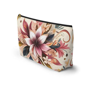 Spun Polyester Accessory Pouch - Bold Floral Design - Dipaliz - Cosmetic & Toiletry Bags