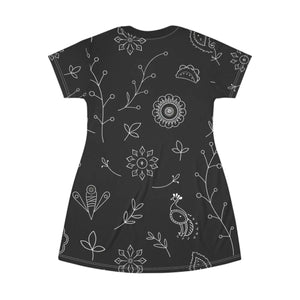 Floral T-shirt Dress – Soft Polyester Casual - Dipaliz - Dresses - Xs