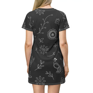 Floral T-shirt Dress – Soft Polyester Casual - Dipaliz - Dresses - Xs