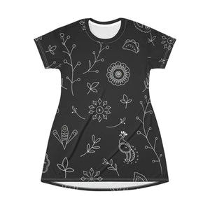 Floral T-shirt Dress – Soft Polyester Casual - Dipaliz - Dresses - Xs