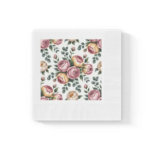 Floral Print Cocktail Napkins - Elegant White Dinner Party - Dipaliz - 6.5’’ x / 50 Pcs - Paper