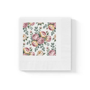 Floral Print Cocktail Napkins - Elegant White Dinner Party - Dipaliz - Paper