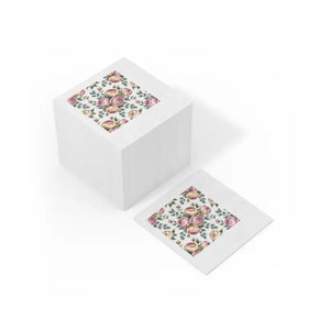 Floral Print Cocktail Napkins - Elegant White Dinner Party - Dipaliz - Paper