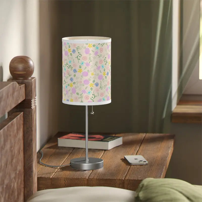 Cozy Floral Print Lamp on Steel Stand for your Home - Decor