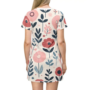 Vibrant Floral Print T-shirt Dress Summer - Dipaliz - Dresses - Xs