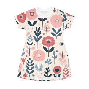 Vibrant Floral Print T-shirt Dress Summer - Dipaliz - Dresses - Xs