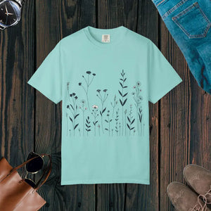 Vibrant Floral Print Unisex Garment-dyed Tee - Dipaliz - Chalky Mint / s - T-shirts