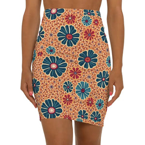 Vibrant Floral Print Pencil Skirt Mid-waist Office Wear - Dipaliz - Xs / Black Stitching - Skirts