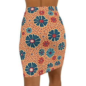 Vibrant Floral Print Pencil Skirt Mid-waist Office Wear - Dipaliz - Skirts