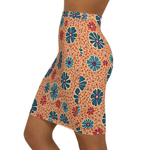Vibrant Floral Print Pencil Skirt Mid-waist Office Wear - Dipaliz - Skirts