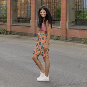 Vibrant Floral Print Pencil Skirt Mid-waist Office Wear - Dipaliz - Skirts