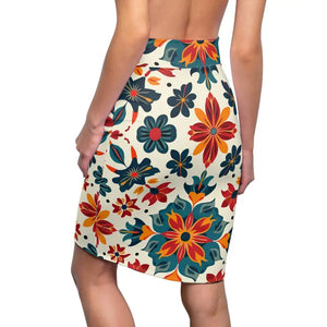 Vibrant Floral Print Pencil Skirt for Office Wear - Dipaliz - Skirts