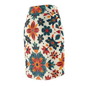 Vibrant Floral Print Pencil Skirt for Office Wear - Dipaliz - Skirts