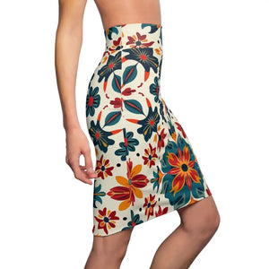 Vibrant Floral Print Pencil Skirt for Office Wear - Dipaliz - Skirts