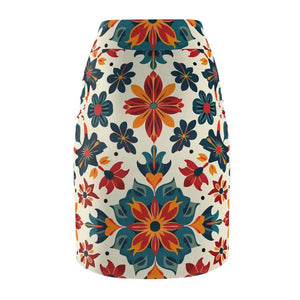 Vibrant Floral Print Pencil Skirt for Office Wear - Dipaliz - Skirts