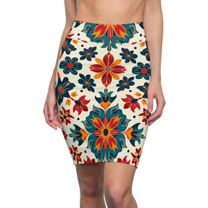 Vibrant Floral Print Pencil Skirt for Office Wear - Dipaliz - Xs / 4 Oz. - Skirts