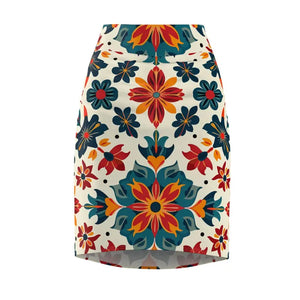 Vibrant Floral Print Pencil Skirt for Office Wear - Dipaliz - Skirts