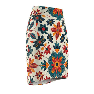 Vibrant Floral Print Pencil Skirt for Office Wear - Dipaliz - Skirts