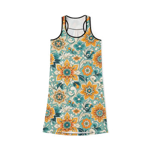 Vibrant Floral Print Racerback Dress Summer Casual Vibe - Dipaliz - Dresses