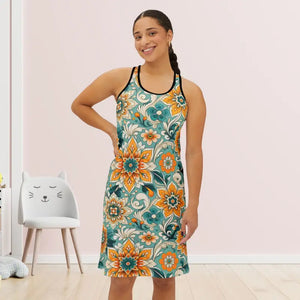 Vibrant Floral Print Racerback Dress Summer Casual Vibe - Dipaliz - Xs / Black - Dresses