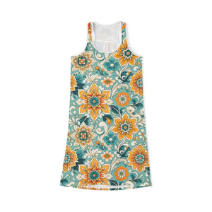 Vibrant Floral Print Racerback Dress Summer Casual Vibe - Dipaliz - Xs / White - Dresses