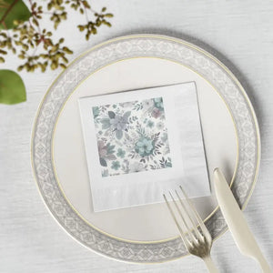 Floral Printed Cocktail Napkins - Vibrant Party Decor - Dipaliz - 4.8’’ x / White / 100 Pcs - Paper