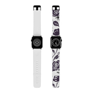 Floral Apple Watch Band - Purple Rose Botanical Design - Dipaliz - 8’’ × 0.75’’ / 38 - 40 Mm / Black - Accessories