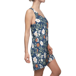 Dresses - Floral Racerback Dress - Navy Vintage Garden Print - Dipaliz