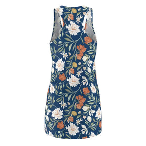 Dresses - Floral Racerback Dress - Navy Vintage Garden Print - Dipaliz