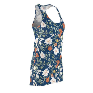 Dresses - Floral Racerback Dress - Navy Vintage Garden Print - Dipaliz