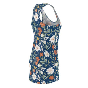 Dresses - Floral Racerback Dress - Navy Vintage Garden Print - Dipaliz