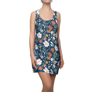 Dresses - Floral Racerback Dress - Navy Vintage Garden Print - Dipaliz Xs