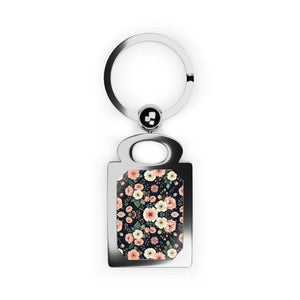 Rectangle Photo Keyring - Floral Gift Glossy Window - Dipaliz - one Size / Silver - Keychains