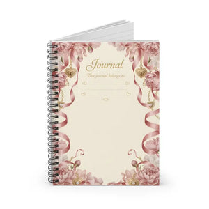 Paper Products - Floral Ribbon Journal - Pink Rose Spiral Notebook - Dipaliz one Size