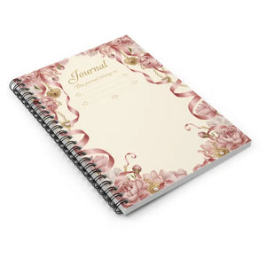 Paper Products - Floral Ribbon Journal - Pink Rose Spiral Notebook - Dipaliz one Size