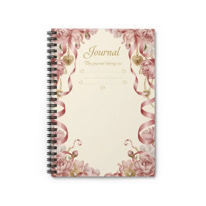 Paper Products - Floral Ribbon Journal - Pink Rose Spiral Notebook - Dipaliz one Size