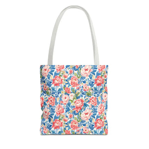 Vintage Floral Rose Garden Tote Bag Cotton Straps - Dipaliz - Bags