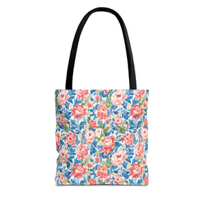 Vintage Floral Rose Garden Tote Bag Cotton Straps - Dipaliz - Bags