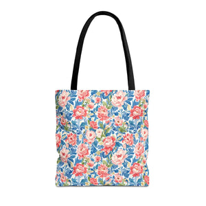 Vintage Floral Rose Garden Tote Bag Cotton Straps - Dipaliz - Bags