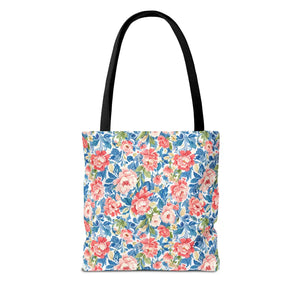 Vintage Floral Rose Garden Tote Bag Cotton Straps - Dipaliz - Bags