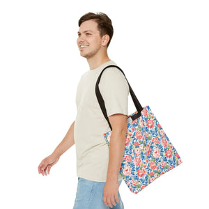 Vintage Floral Rose Garden Tote Bag Cotton Straps - Dipaliz - Bags