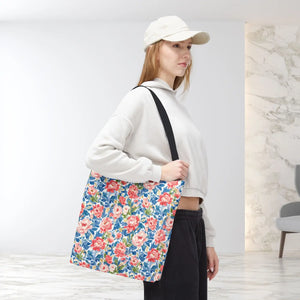 Vintage Floral Rose Garden Tote Bag Cotton Straps - Dipaliz - Bags