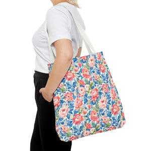 Vintage Floral Rose Garden Tote Bag Cotton Straps - Dipaliz - Bags