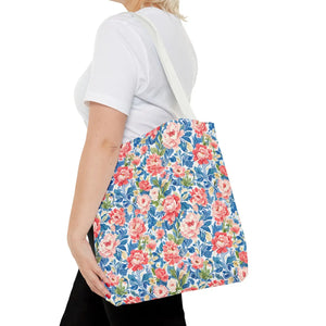 Vintage Floral Rose Garden Tote Bag Cotton Straps - Dipaliz - Bags